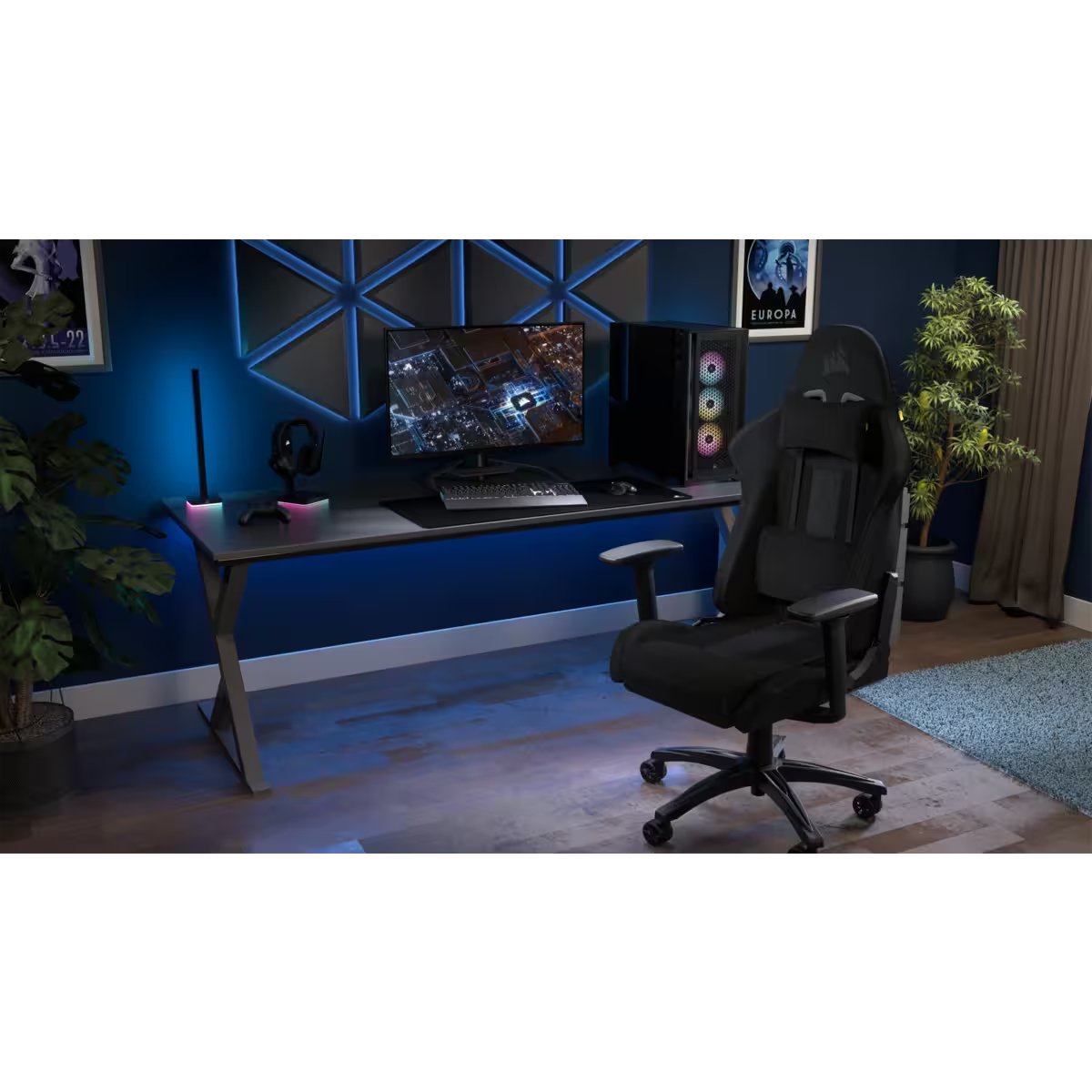 Silla Corsair Gaming Tc100 Relaxed Leatherette Fabric Negra Cf-9010051-Ww