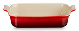 Le Creuset Bandeja Rectangular Heritage De Cerámica De Gres, 32 Cm, 4l, Cereza