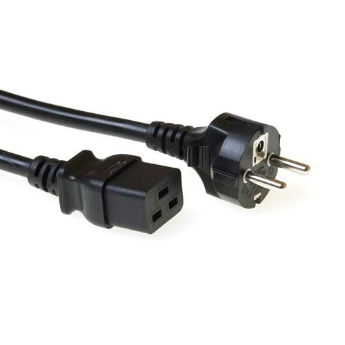 Act 230v Connection Cable Schuko Male - C19, 3 M, Macho/Hembra, Negro