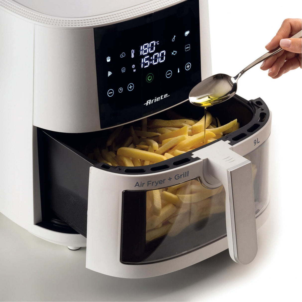 Ariete Freidora 9 L (Blanco, 1.500 Watt, Korb 9 Liter, Mit Sichtfenster) 4630w