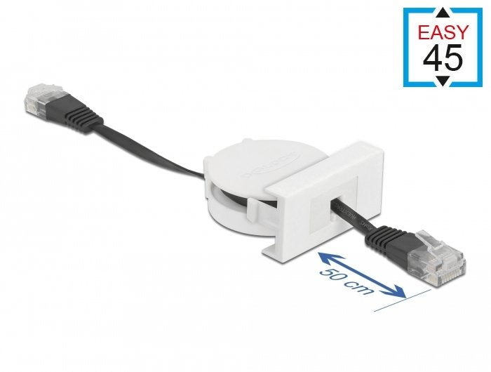 Delock Cable Retráctil De Red Easy 45 Módulo Rj45 Cat.5e Negro