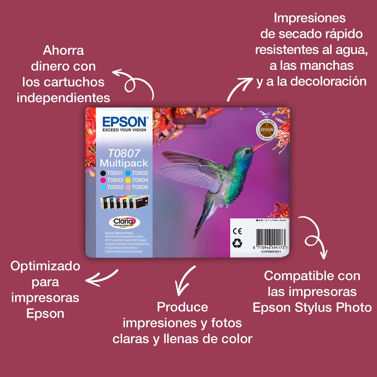EAN 8715946338200 - Epson Hummingbird T0805 cartucho de tinta 1 pieza(s) Original imagen 3