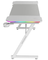 Mesa Gaming Mgd-X140 Rgb Blanco Mars Gaming 140x60/ Alfombrilla Xxl/ Soportes Externos Para Bebidas Y Auriculares/ Gestión De Cables/ Iluminación Argb Con Mando