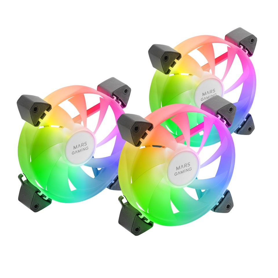 Kit 3 Ventiladores Auxiliar A-Rgb 120mm Mf-3a Negro Mars Gaming 120mm/ Iluminación Argb 360º/ Compatibilidad Total Argb
