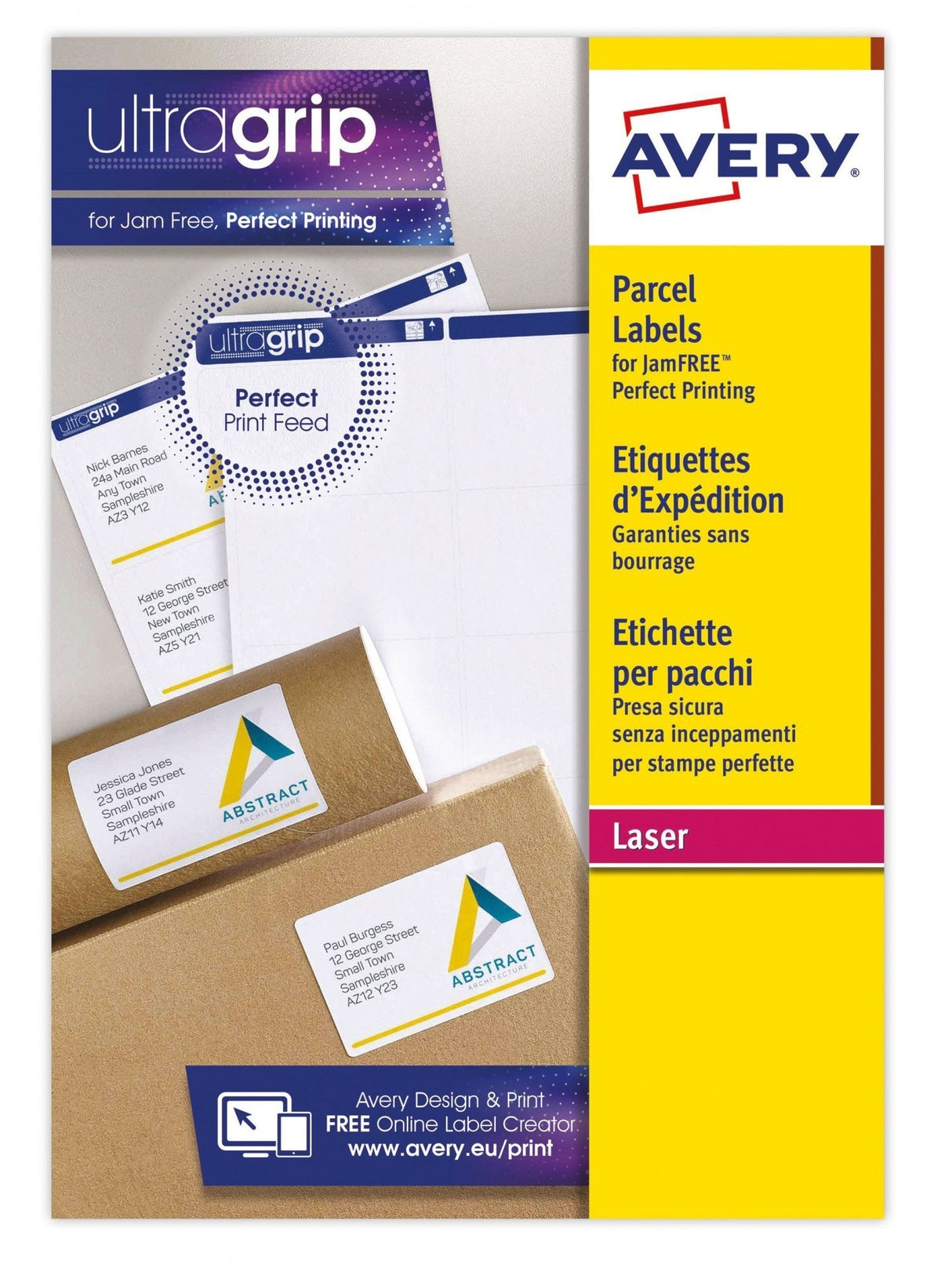 Avery Etiquetas Adhesivas Ultragrip Para Paquetes 99,1x57mm Inkjet/Láser 10 X 15h Blanco