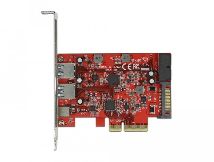 Delock Tarjeta Pci E X4 A 1x Usb Tipo-C 2x Usb-A 1x Interno Usb 3.2 10 Gbps