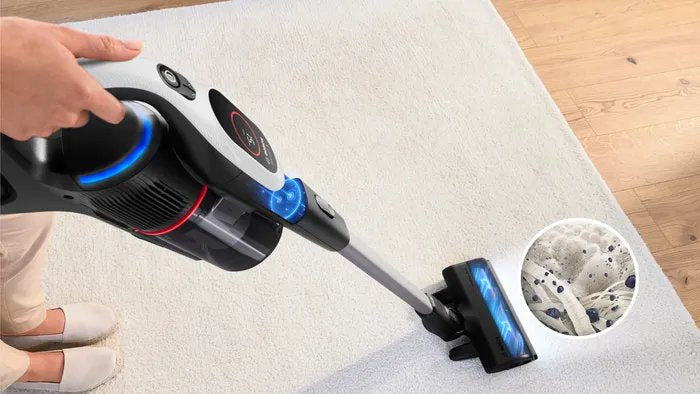 Aspiradora Bosch Bcs931wba De Pie Y Escoba Eléctrica Aspiradora Escoba Batería Secar Hepa Sin Bolsa 0,4 L Blanco 3 Ah