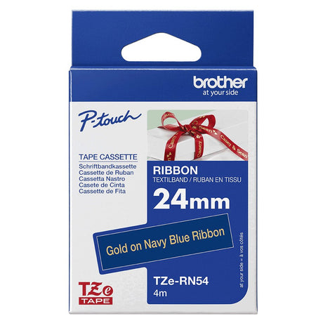 EAN 4977766801980 - Brother TZE-RN54 cinta para impresora de etiquetas Oro sobre azul marino imagen 4