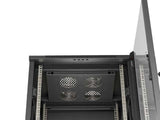 Lanberg Rack Cabinet 19 " Free Standing 18u 600x600 Flat Pack With Glass Door Black
