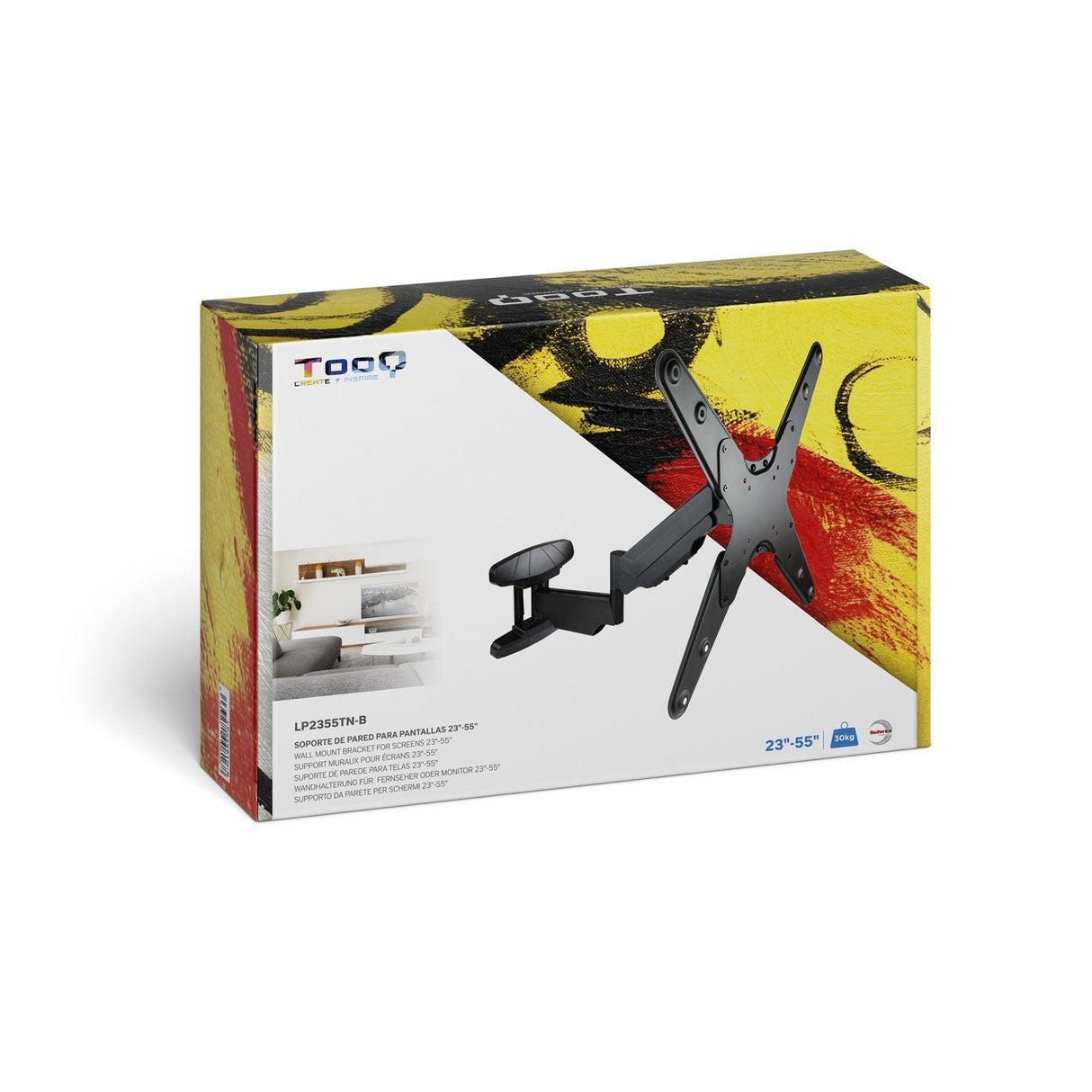 Tooq Soporte De Pared Con Brazo Articulado Para Tv De 23"-55" - Giratorio E Inclinable - Piston De Gas - Peso Max 30kg