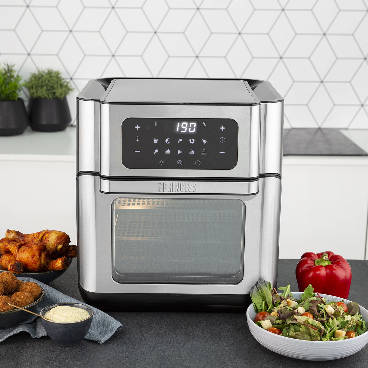 EAN 8713016091451 - Princess 182065 Sencillo 10 L Independiente 1500 W Freidora de aire caliente Plata imagen 53