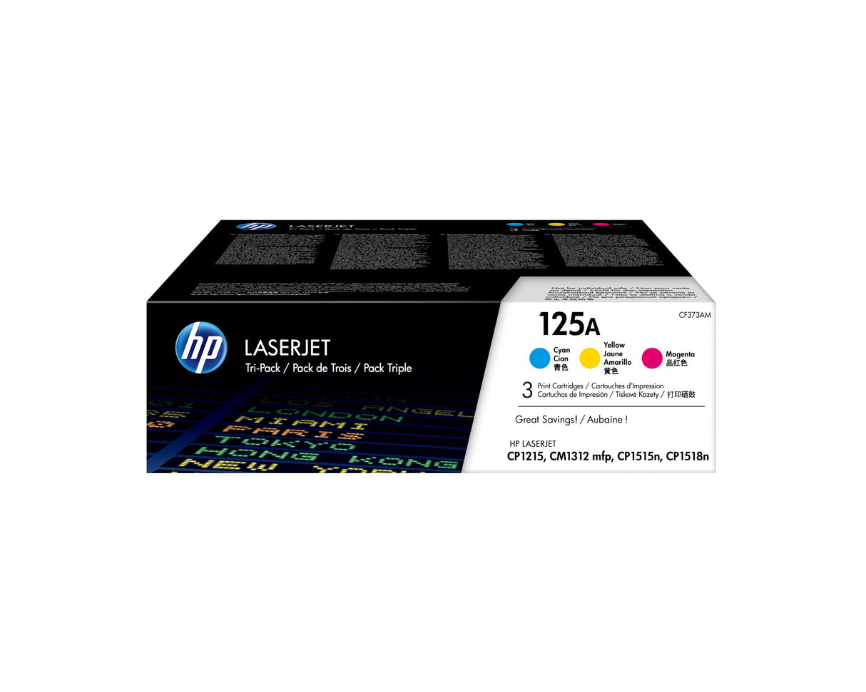 EAN 0887111403025 - HP 125A 3-pack Cyan/Magenta/Yellow Original LaserJet Toner Cartridges cartucho de tóner 3 pieza(s) Cian,  imagen 1