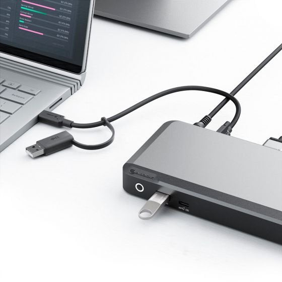 Alogic Duprdx2-100 Base Para Portátil Y Replicador De Puertos Alámbrico Usb 3.2 Gen 1 [3.1 Gen 1] Type-C Negro, Gris