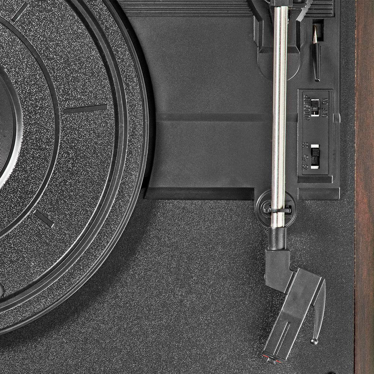 Nedis Tocadiscos 33  45  78 Rpm  18 W Conversión A Mp3  Abs  Mdf  Marrón