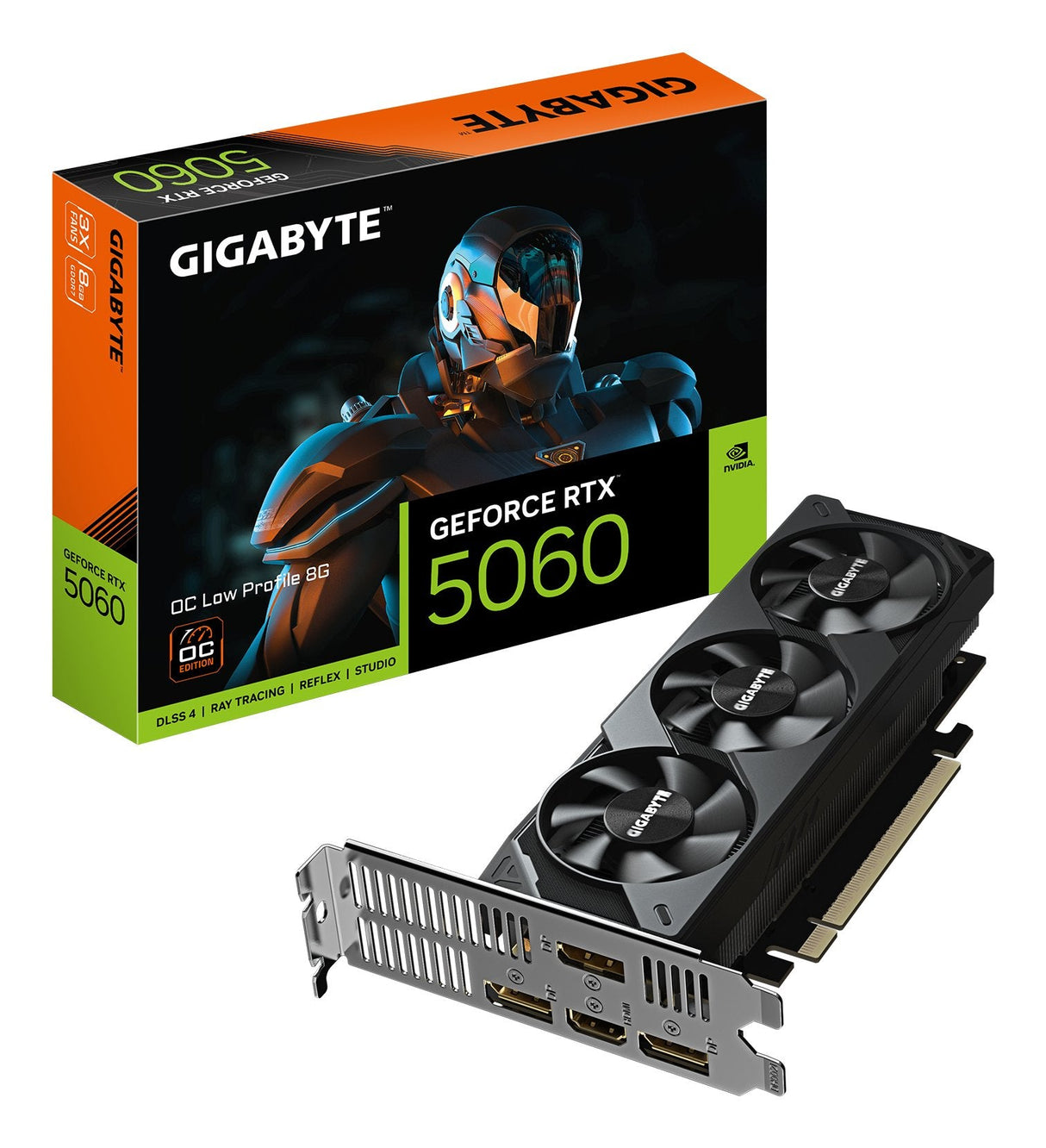 Tarjeta Gráfica Gigabyte Geforce Rtx 5060 Oc Low Profile 8g  - 8gb Gddr7, 128bit, Pci-E 5.0, 2512 Mhz Frecuencia Del Núcleo, 3 X Displayport, 1 X Hdmi, Gv-N5060oc-8gl