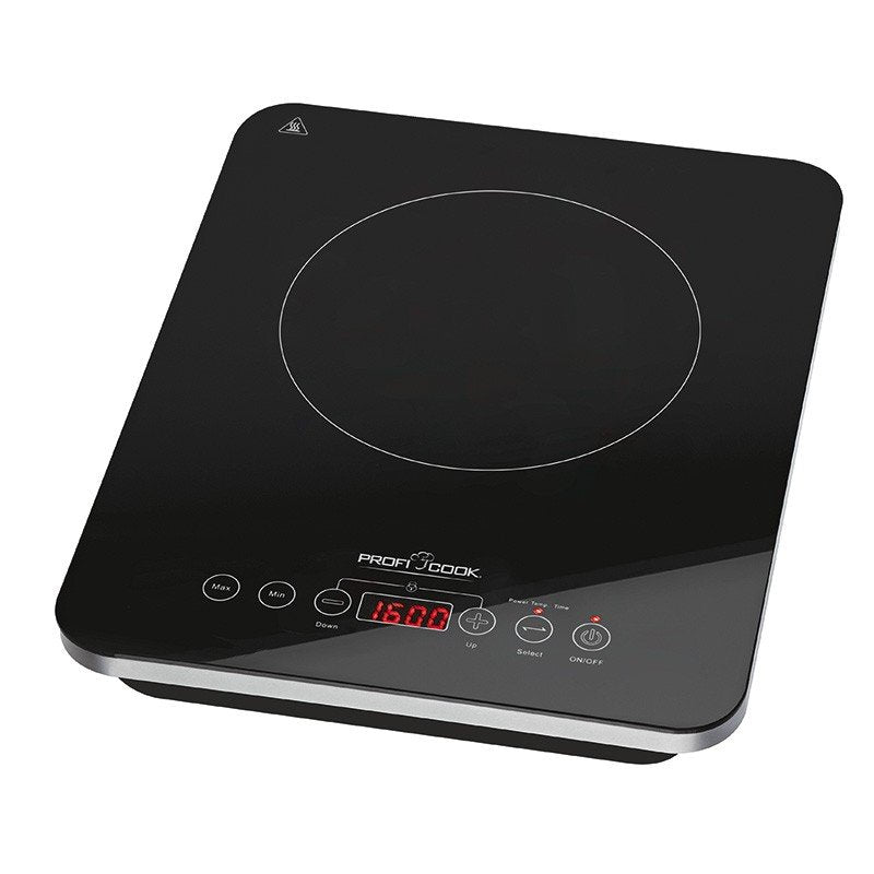 Proficook Eki 1062 Placa Vitrocerámica Inducción Portátil, 10 Niveles Temperatura - Potencia, Temporizador 120m, Led 2000w Negro