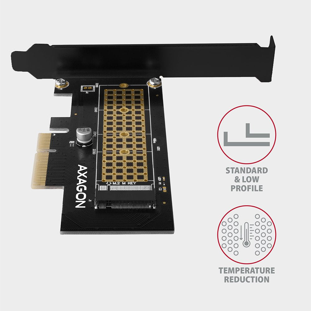 Axagon Pcem2-N Tarjeta Pcie X4, 1 Ranura M.2 Nvme M-Key, Sp Y Lp