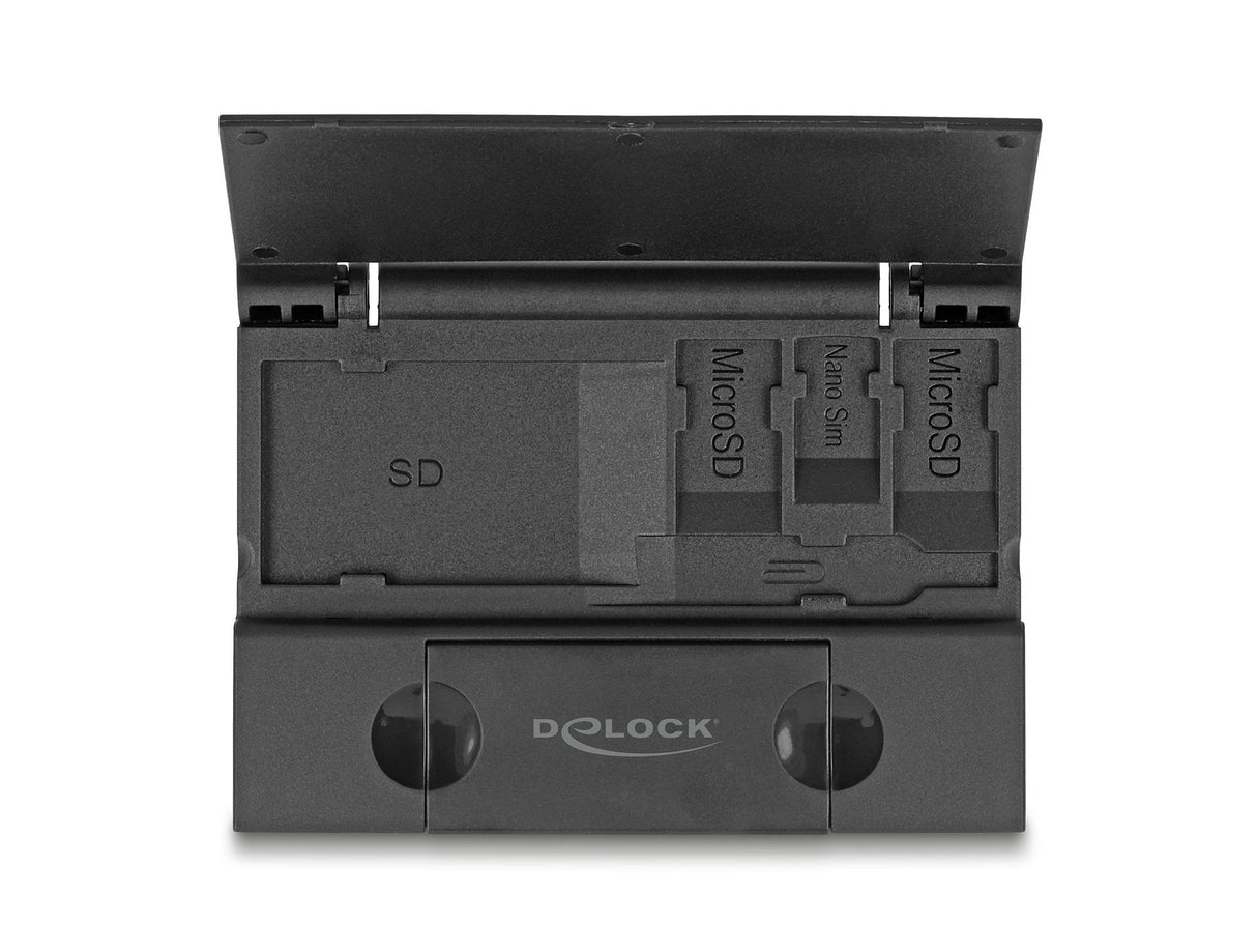 Delock Card Reader Usb 5 Gbps Usb Type-C   Typ-A Für Sd Und Micro Sd Speicherkarten Mit Praktischem Speicherkarten Etui - Schwarz