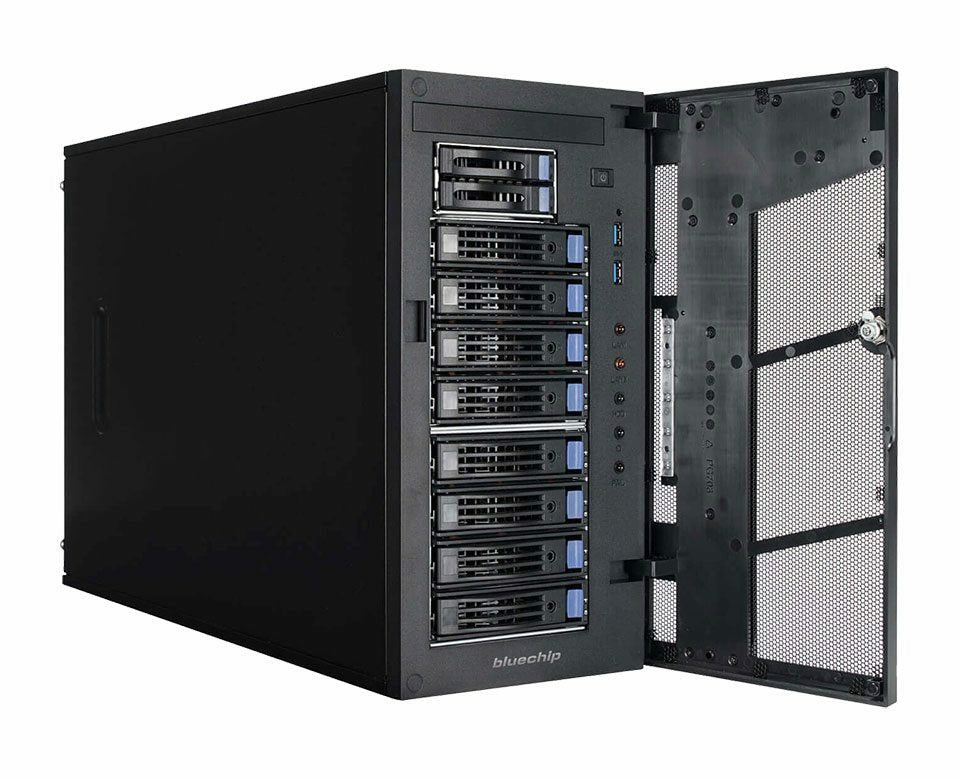 Bluechip Serverline T30348r Tower, Amd Epyc 4124p Procesador / Hasta 5.10 Ghz, 16 Gb Ddr5, 2 X 960 Gb Ssd, Tpm-Módulo, 2 X Gigabit Ethernet