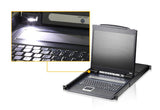 Aten Cl1308n Kvmp-Switch, 8 Puertos, Consola Lcd De 19", Usb, Ps/2, Vga, Teclado (Alemán) Con Retroiluminación Led