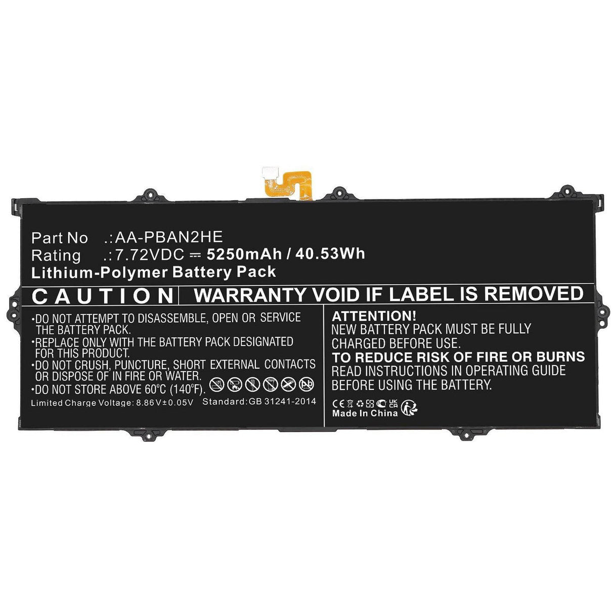 Battery 40.53wh Li-Polymer  7.72v 5250mah Black
