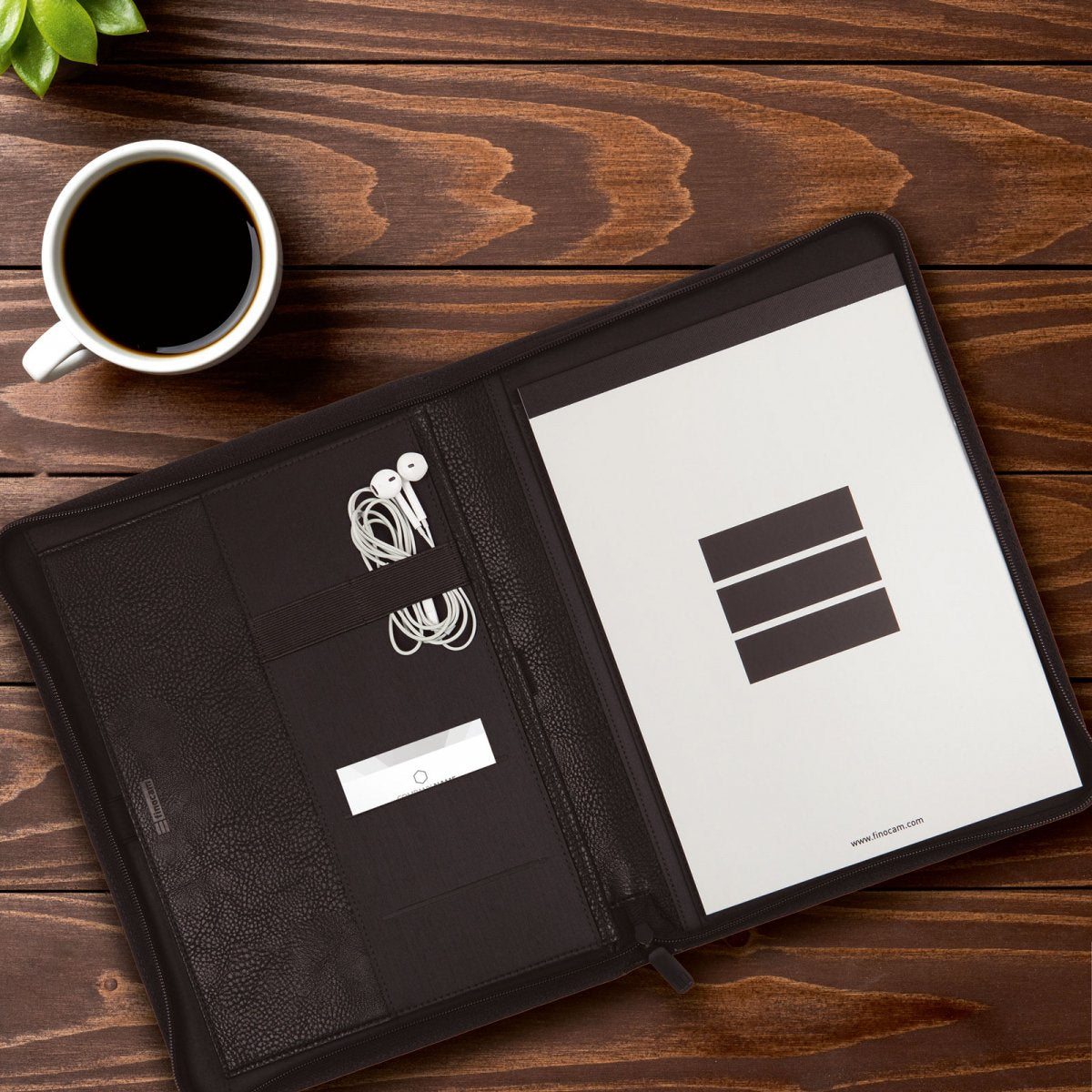 Finocam Portadocumentos Serie Focus C/Cremallera A4 Polipiel Negro