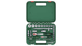 Bosch Bricolaje Y Jardín Juego De Carraca 1/2" + 1/4" Con Llaves De Vaso, 56 Piezas Verde, Par De Apriete Hasta 768 Nm, En Estuche 1600a02z9g