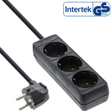 Inline Regleta 3 Tomas Tipo F Con Interruptor De Alimentación Negro 1,5 M