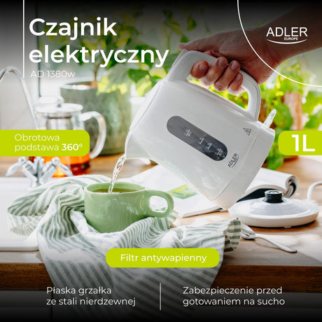 EAN 5905575907998 - Adler AD 1380W tetera eléctrica 1 L 2220 W Blanco imagen 13