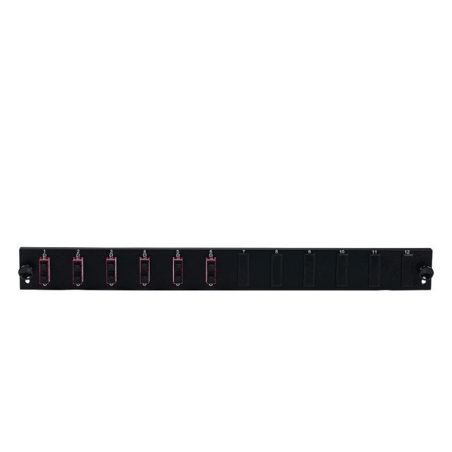 Efb Bestckte 12 Port Frontblende Mit 6 X Sc Duplex Kupplung Om4 Vertikal, Schwarz
