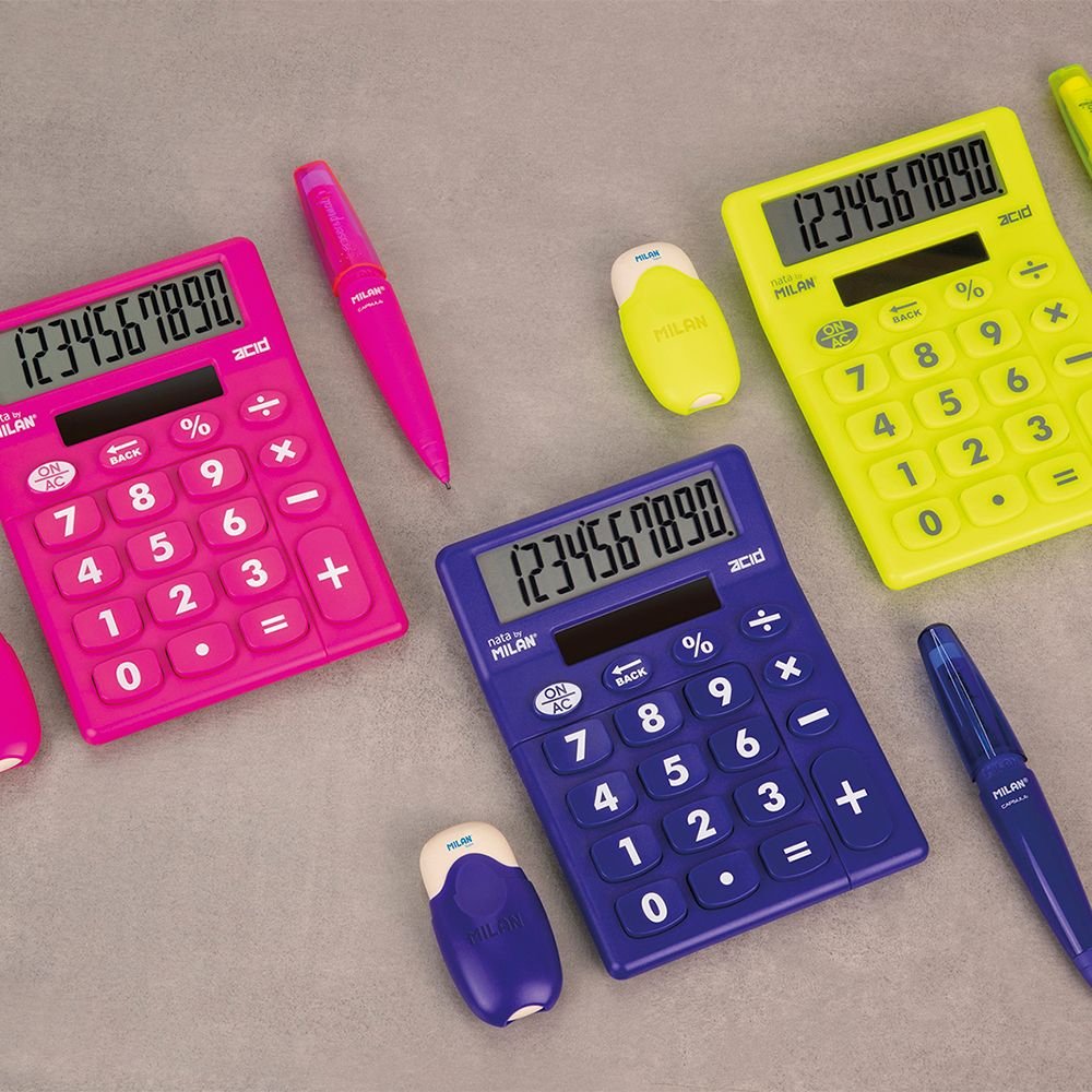 Milan Calculadora Sobremesa 10 Dígitos Acid Caja Expositora 6 Ud C/Surtidos