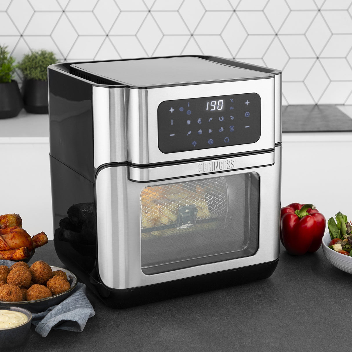 EAN 8713016091451 - Princess 182065 Sencillo 10 L Independiente 1500 W Freidora de aire caliente Plata imagen 52