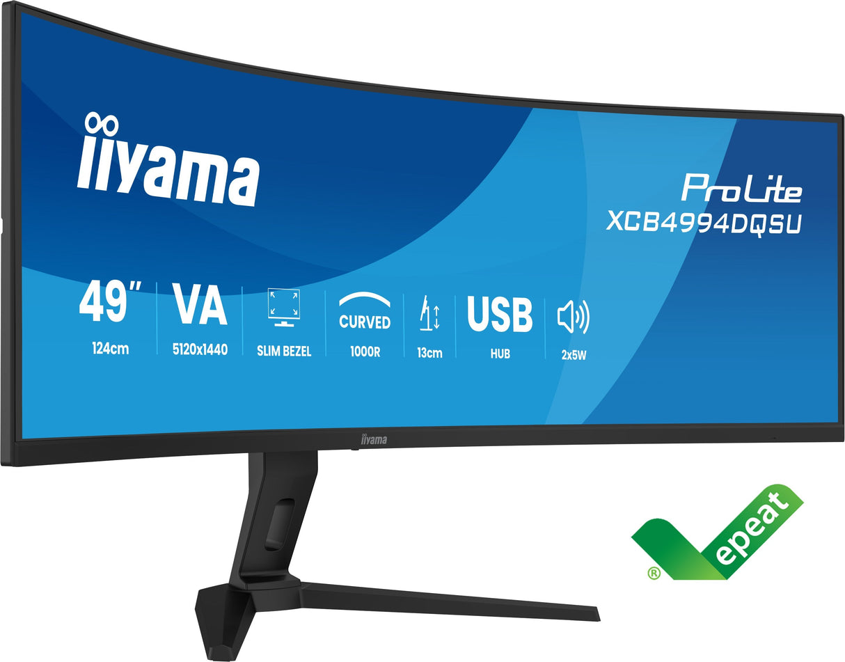 Iiyama Prolite Xcb4994dqsu-B1 124 Cm 49 Pulgadas), Negro (Mate), Dqhd, Va, Curved, Hdmi, Dp, Usb-C, Usb-Hub, 120hz Panel) Xcb4994dqsu-B1