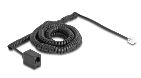 Delock Telefoncable   Spiralcable Rj11 Stecker Zu Rj45 Buchse Schwarz 10 M