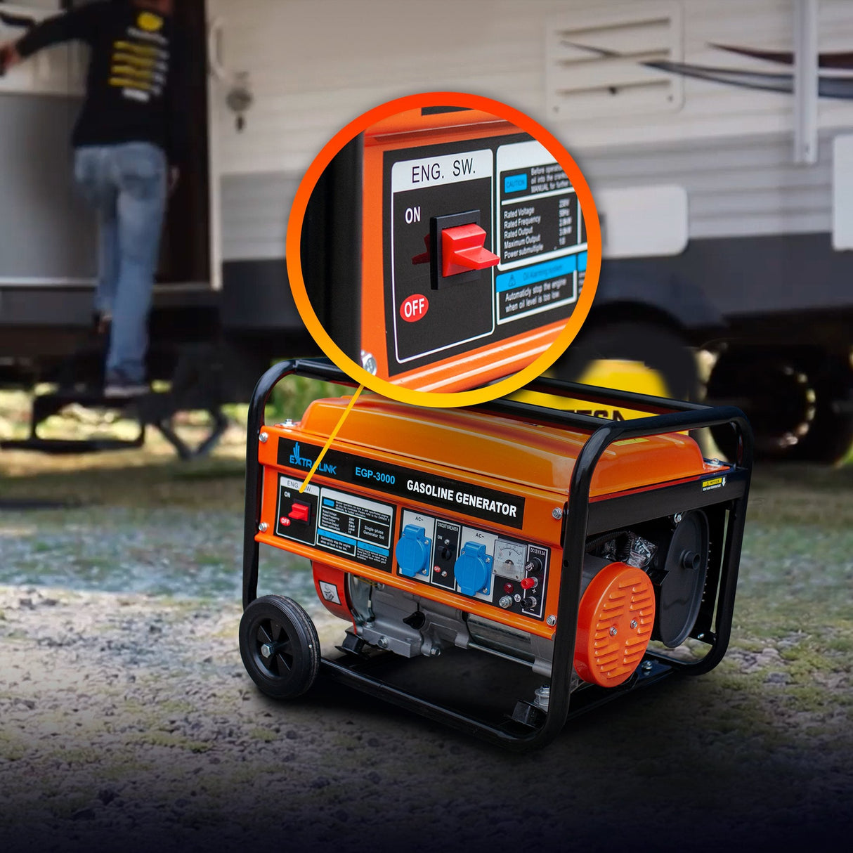 Extralink Ex.30349 Motor-Generador 2800 W 15 L Gasolina Negro, Naranja