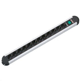 Bachmann Regleta Primo Alu, 12 Tomas Negro, 2,0m, Con Interruptor