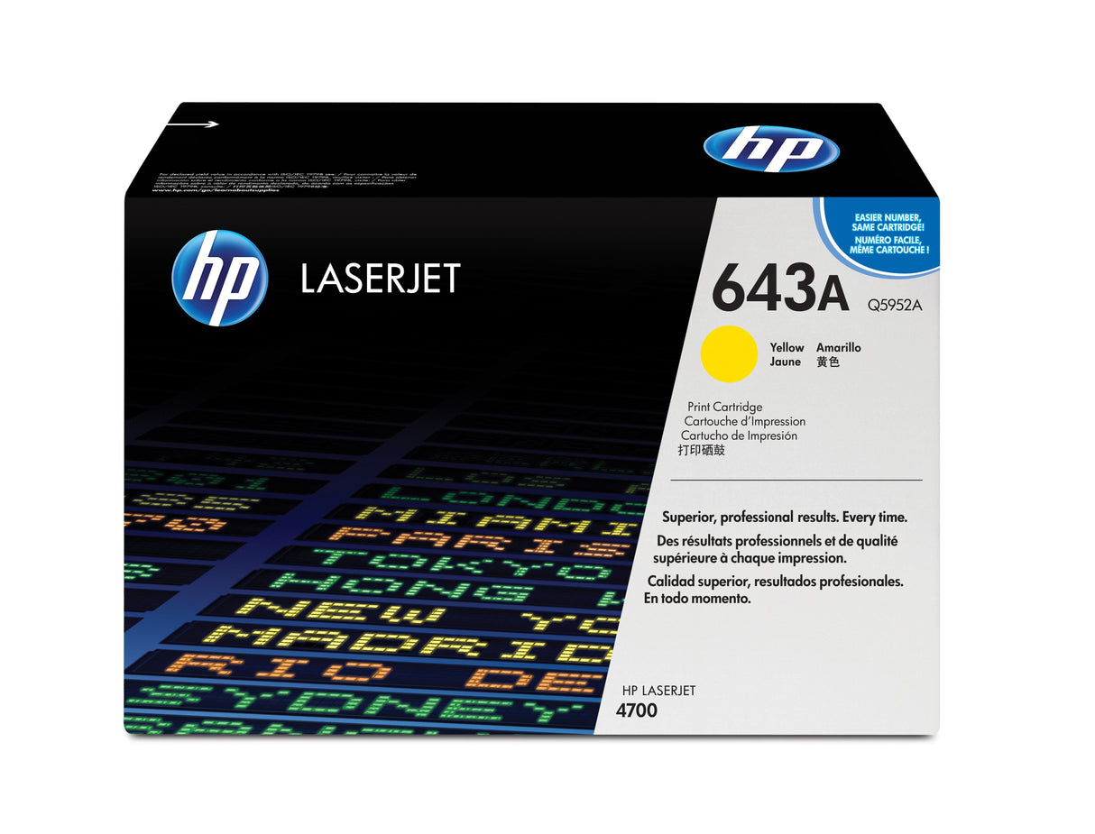 EAN 0829160493893 - HP 643A Yellow Original LaserJet Toner Cartridge cartucho de tóner 1 pieza(s) imagen 1