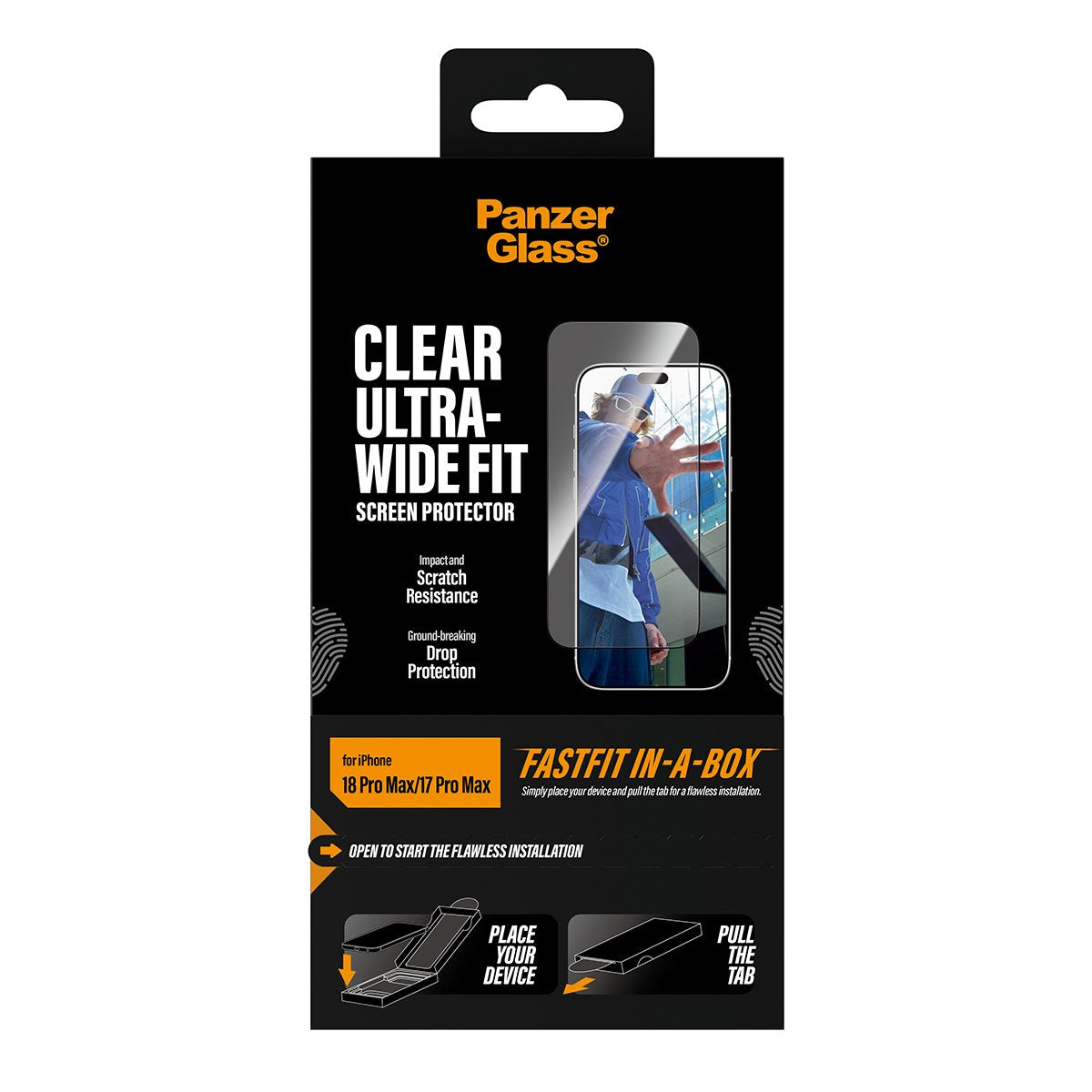Panzerglass Displays. Ip 17/18 Pro Max Ultra Wide Fastfit Box