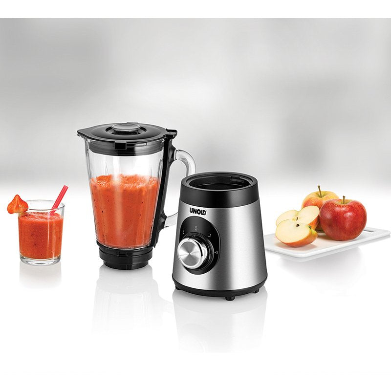 Batidora De Vaso Unold 78625 1,5 L  500 W Negro, Acero Inoxidable, Batidora Depie Acero Fino/Negro, Batidora De Vaso, 1,5 L, Función De Impulso, Picahielos, 500 W, Negro, Acero Inoxidable