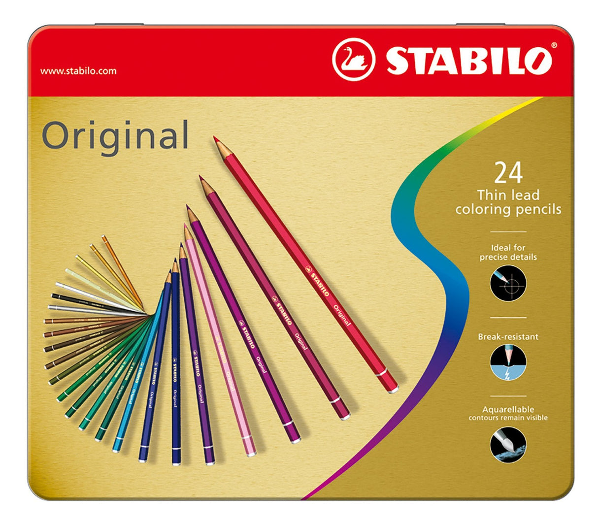 Stabilo Lápices De Colores Original Arty+ Estuche De Metal 24 Surtidos