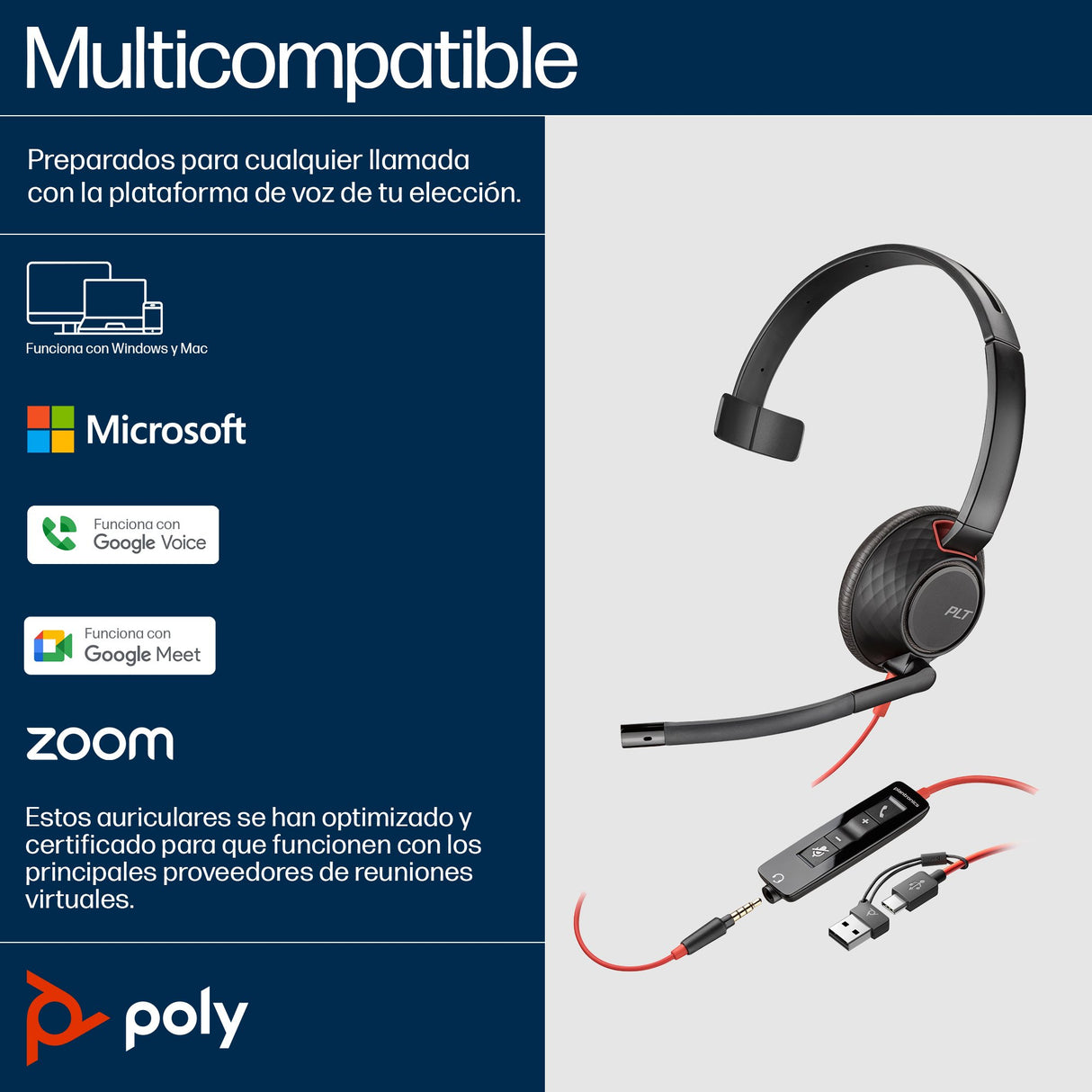 EAN 0197498429427 - HP Poly Blackwire 5210 Monaural USB-C Headset +3.5mm Plug +USB-C/A Adapter Alámbrico Diadema Oficina/Cent imagen 6