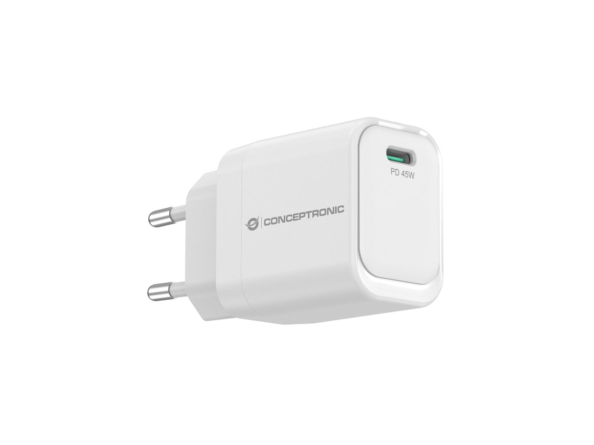 Conceptronic Cargador 1port Gan Usb-C 45wpd3.0 Pps Ws