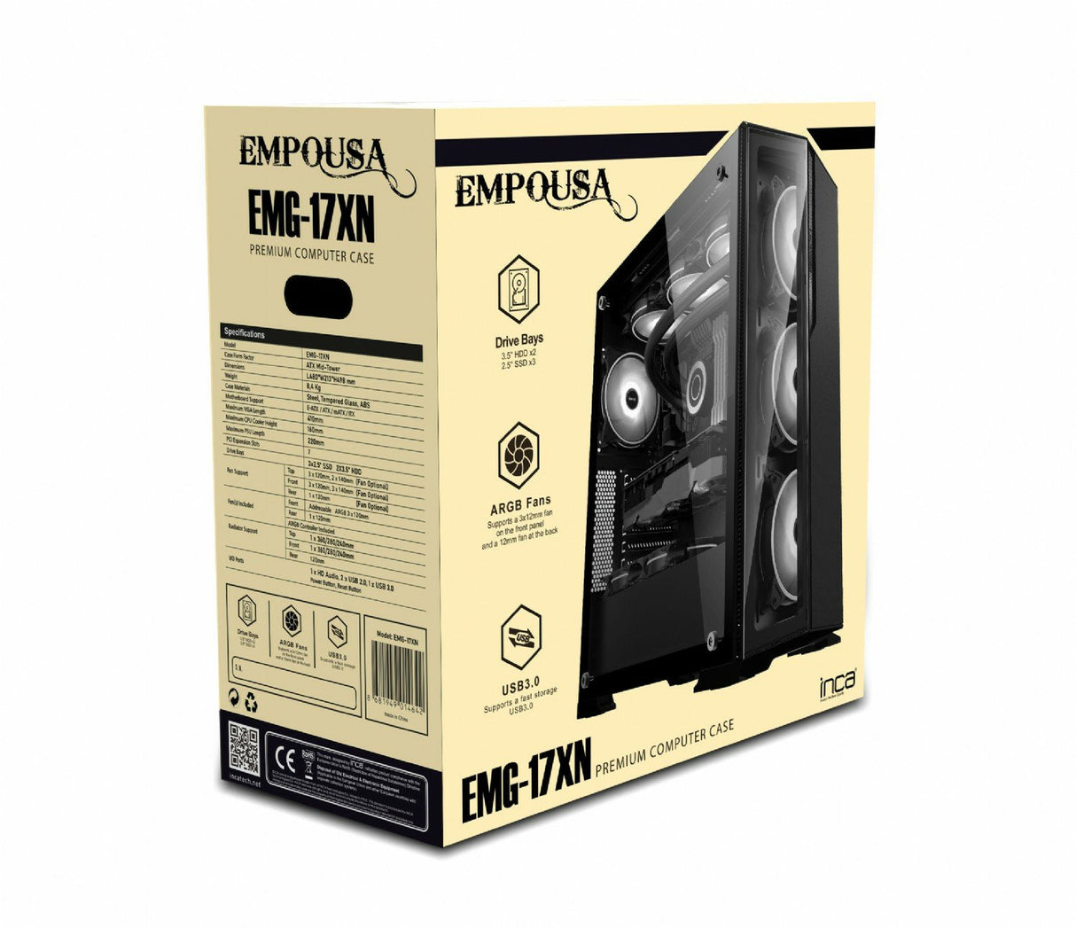 Caja Pc Inca Emg-17xn Midi Tower Negro