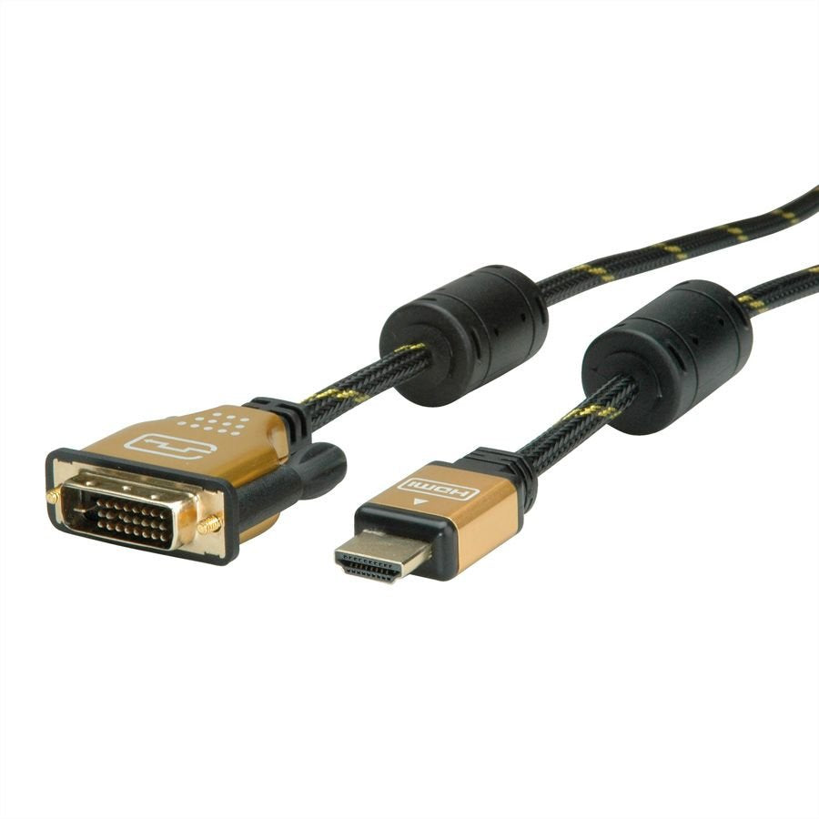 Roline Gold Monitorcable Dvi (24+1) - Hdmi, St St, 10 M