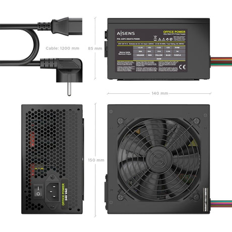 EAN 8435739905166 - AISENS ASPC-500ATX-PSEBK unidad de fuente de alimentación 20+4 pin ATX Negro imagen 3