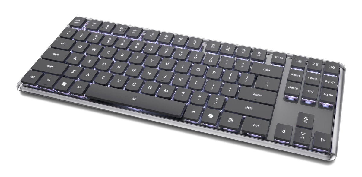 Lenovo 4y41v37355, Tenkeyless (80 - 87 %), Con Cable & Inalámbrico, Usb + Rf Wireless + Bluetooth, Optischer Schlüsselschalter, Led, Gris