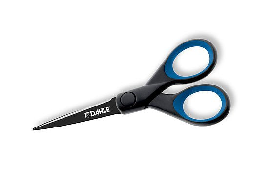 Dahle 54305 Office Titanium Tijeras De Acero Templado 13cm - Recubiertas De Titanio - Revestimiento Antiadherente - Mangos Revestidos De Goma