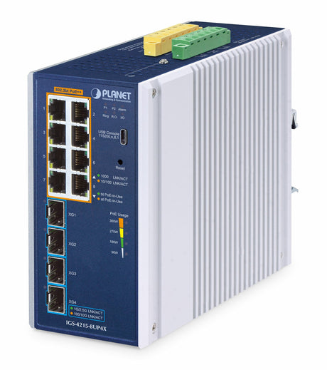 EAN 4711605287791 - PLANET IP30 Industrial L2/L4 8-Port Gestionado L2/L4 Gigabit Ethernet (10/100/1000) Aluminio, Azul imagen 1