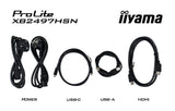 Monitor Led Iiyama Prolite Xb2497hsn-B1  24" (23.8" Visible) 1920 X 1080 Full Hd (1080p) @ 100 Hz Ips 350 Cd/M² 1500:1 1 Ms 2xhdmi 2xdisplayport Altavoces Mate Negro