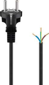 Cable Alimentacion Cee-7/7 90º Schuko A Ext. Pelado 2,00m Negro 16a H05-Vv-F3g  3 X  1.5 Mm²